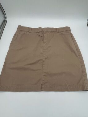 JM Collection khaki Tan A-Line Cotton mini Skirt stretch women’s 16 preppy